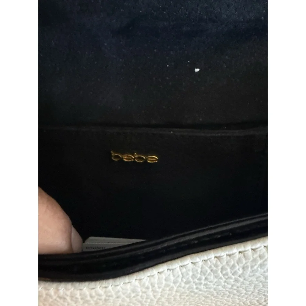 Bebe Genuine Leather Black White Croc Embossed Envelope Clutch Y2K